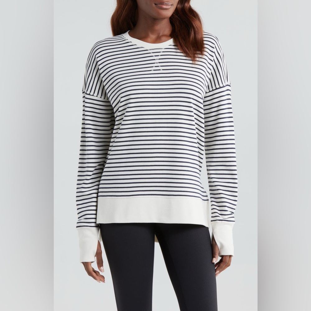 Sweaty Betty After Class Sweatshirt Stripe Women's Size Medium